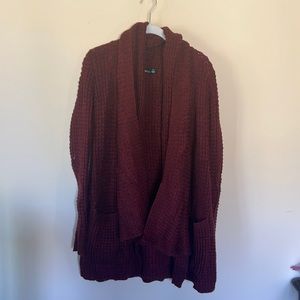 Bycorpus dark red chunky knit cardigan, size small
